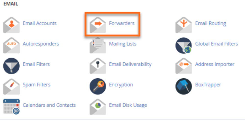 set forwarders in cpanel