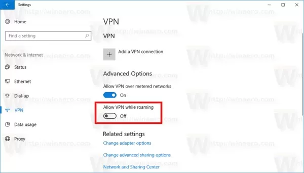 Allow VPN while roaming